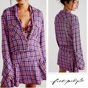 NWT Free People Milo Mini Dress Plaid Flannel